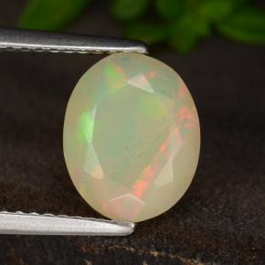 1.21 ct Multicolor Opal Stone, Natural Opal in Oval Facet Shape for Sale