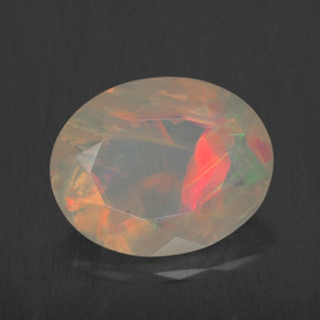 1.52 ct Multicolor Opal Gemstone, Opal Gem in Oval Facet Shape for Sale.