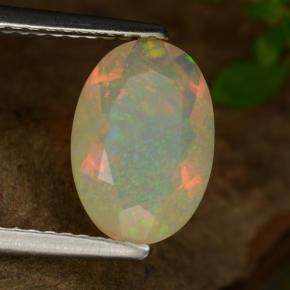 1.26 ct Multicolor Opal Stone, Natural Opal in Oval Facet Shape for Sale