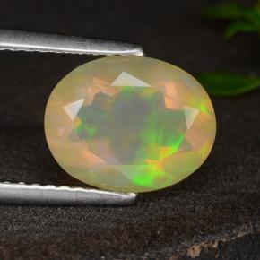 1.60 ct Yellow Opal Gemstone, Opal Gem in Oval Facet Shape for Sale.