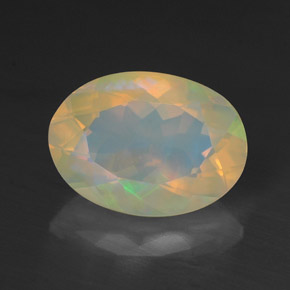 1.38 ct Multicolor Opal Gemstone, Opal Gem in Oval Facet Shape for Sale.