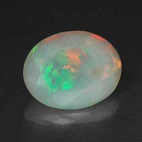 1.34 ct Multicolor Opal Gemstone, Opal Gem in Oval Facet Shape for Sale.