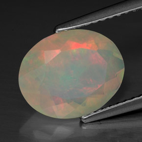 1.74 ct Multicolor Opal Gemstone, Opal Gem in Oval Facet Shape for Sale.