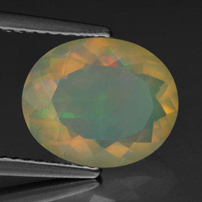 2.18 ct Multicolor Opal Stone, Natural Opal in Oval Facet Shape for Sale