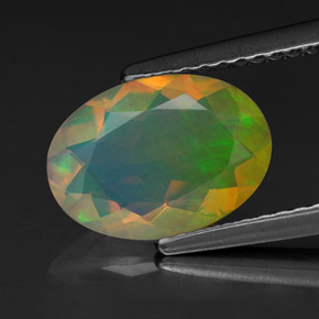 1.16 ct Multicolor Opal Gemstone, Opal Gem in Oval Facet Shape for Sale.