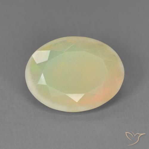 11,9 x 9,2mm mehrfarbiger Opal im Ovalschliff aus Äthiopien, Gewicht 1,96 ct, Garantiert echter Edelstein in Translucent Reinheit, 1 Stück Opal - die Farbe ist Mehrfarbig, Mohs-Härte von 5,5 - 6,5, Oktober Geburtsstein, Photo A