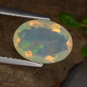 1.48 ct Yellow Opal Gemstone, Opal Gem in Oval Facet Shape for Sale.