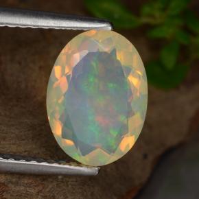 1.48 ct Yellow Opal Stone, Natural Opal in Oval Facet Shape for Sale