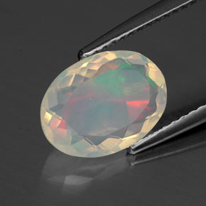 1.54 ct Multicolor Opal Gemstone, Opal Gem in Oval Facet Shape for Sale.