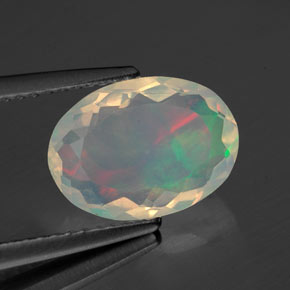 1.54 ct Multicolor Opal Stone, Natural Opal in Oval Facet Shape for Sale