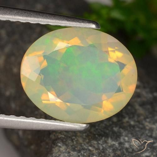 1.42 ct Multicolor Opal Stone, Natural Opal in Oval Facet Shape for Sale