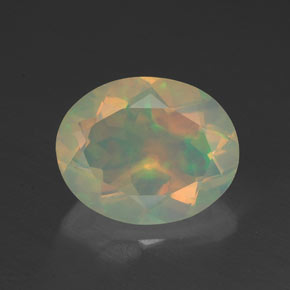 1.37 ct Multicolor Opal Gemstone, Opal Gem in Oval Facet Shape for Sale.