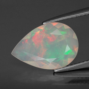 1.59 ct Multicolor Opal Gemstone, Opal Gem in Pear Facet Shape for Sale.