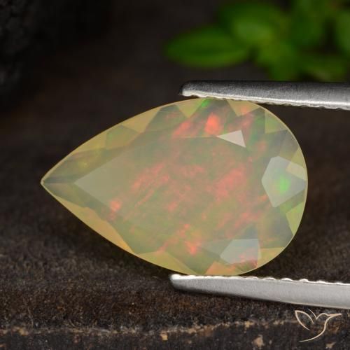 1.43 ct Multicolor Opal Stone, Natural Opal in Pear Facet Shape for Sale