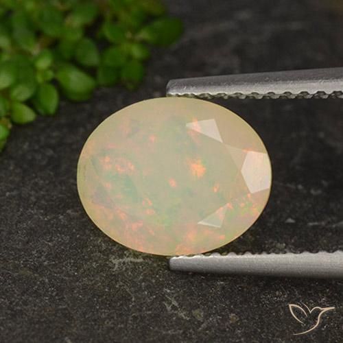1.58 ct Multicolor Opal Stone, Natural Opal in Oval Facet Shape for Sale