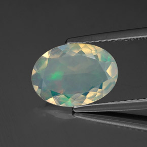 1.53 ct Multicolor Opal Gemstone, Opal Gem in Oval Facet Shape for Sale.