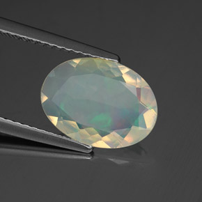 1.53 ct Multicolor Opal Stone, Natural Opal in Oval Facet Shape for Sale