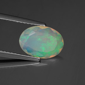1.06 ct Multicolor Opal Stone, Natural Opal in Oval Facet Shape for Sale
