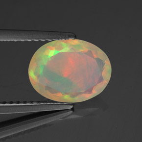1.36 ct Multicolor Opal Stone, Natural Opal in Oval Facet Shape for Sale