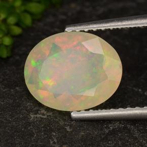 1.35 ct Multicolor Opal Stone, Natural Opal in Oval Facet Shape for Sale
