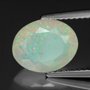1.53 ct Multicolor Opal Gemstone, Opal Gem in Oval Facet Shape for Sale.