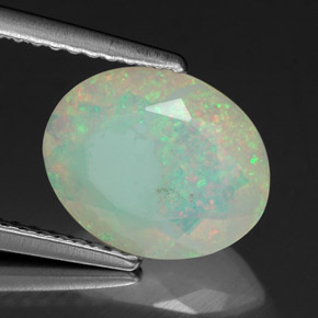 1.53 ct Multicolor Opal Stone, Natural Opal in Oval Facet Shape for Sale