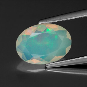 1.12 ct Multicolor Opal Gemstone, Opal Gem in Oval Facet Shape for Sale.
