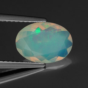 1.12 ct Multicolor Opal Stone, Natural Opal in Oval Facet Shape for Sale