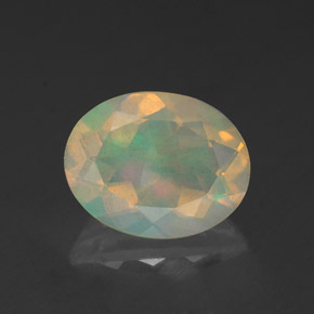 1.52 ct Multicolor Opal Gemstone, Opal Gem in Oval Facet Shape for Sale.