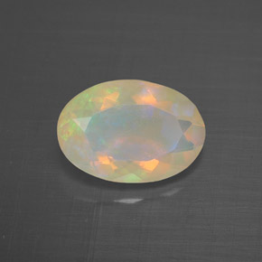 1.38 ct Multicolor Opal Gemstone, Opal Gem in Oval Facet Shape for Sale.