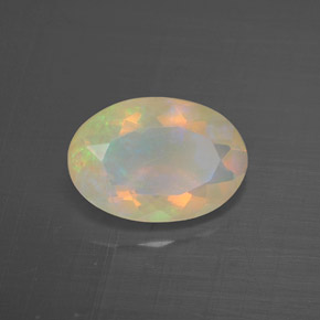 1.38 ct Multicolor Opal Stone, Natural Opal in Oval Facet Shape for Sale