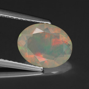 1.37 ct Multicolor Opal Gemstone, Opal Gem in Oval Facet Shape for Sale.