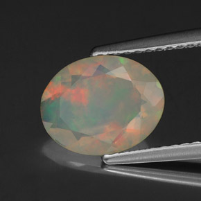 1.37 ct Multicolor Opal Stone, Natural Opal in Oval Facet Shape for Sale