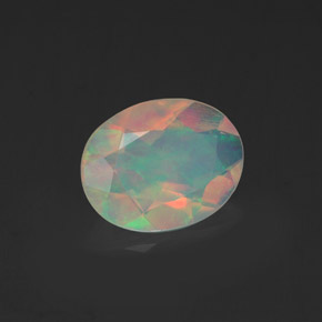 0.98 ct Multicolor Opal Stone, Natural Opal in Oval Facet Shape for Sale