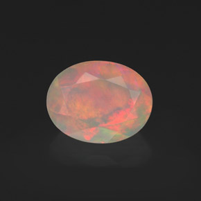 1.36 ct Multicolor Opal Gemstone, Opal Gem in Oval Facet Shape for Sale.