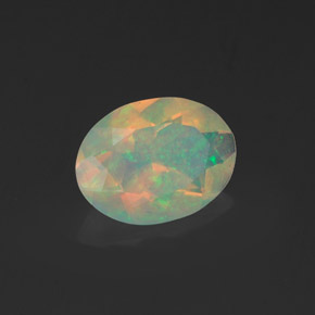 0.91 ct Multicolor Opal Stone, Natural Opal in Oval Facet Shape for Sale