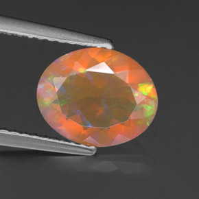 1.45 ct Multicolor Opal Stone, Natural Opal in Oval Facet Shape for Sale