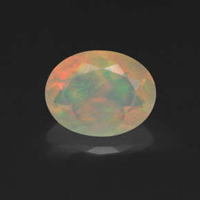 1.14 ct Multicolor Opal Gemstone, Opal Gem in Oval Facet Shape for Sale.