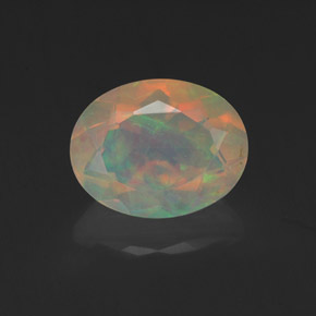 1.28 ct Multicolor Opal Gemstone, Opal Gem in Oval Facet Shape for Sale.