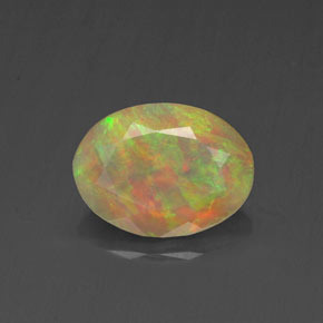 0.82 ct Multicolor Opal Gemstone, Opal Gem in Oval Facet Shape for Sale.