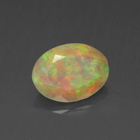 0.82 ct Multicolor Opal Stone, Natural Opal in Oval Facet Shape for Sale