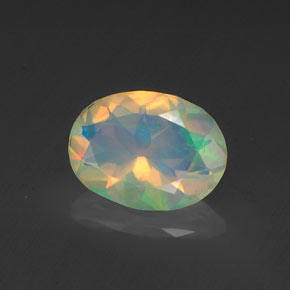0.72 ct Multicolor Opal Stone, Natural Opal in Oval Facet Shape for Sale