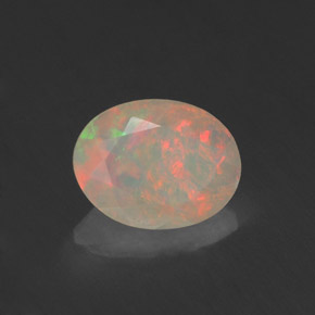 0.76 ct Multicolor Opal Stone, Natural Opal in Oval Facet Shape for Sale