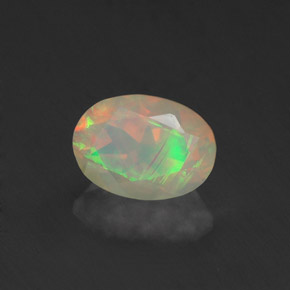 0.67 ct Multicolor Opal Stone, Natural Opal in Oval Facet Shape for Sale