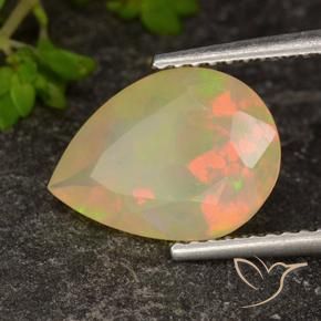 1.75 ct Multicolor Opal Stone, Natural Opal in Pear Facet Shape for Sale