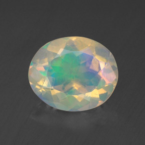 1.28 ct Multicolor Opal Gemstone, Opal Gem in Oval Facet Shape for Sale.