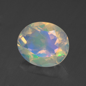 1.28 ct Multicolor Opal Stone, Natural Opal in Oval Facet Shape for Sale