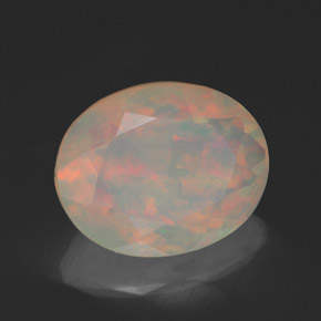 1.46 ct Multicolor Opal Stone, Natural Opal in Oval Facet Shape for Sale