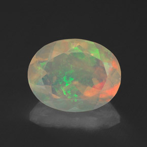 1.34 ct Multicolor Opal Gemstone, Opal Gem in Oval Facet Shape for Sale.