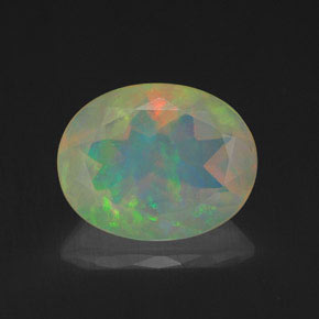 1.58 ct Multicolor Opal Gemstone, Opal Gem in Oval Facet Shape for Sale.